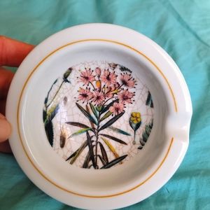 Kurt Hammer Garden  Art Porcelain Ashtray Or WallArt Green/White&pink Collectabl
